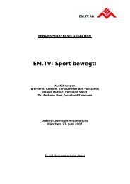 EM.TV: Sport bewegt! - Constantin Medien AG