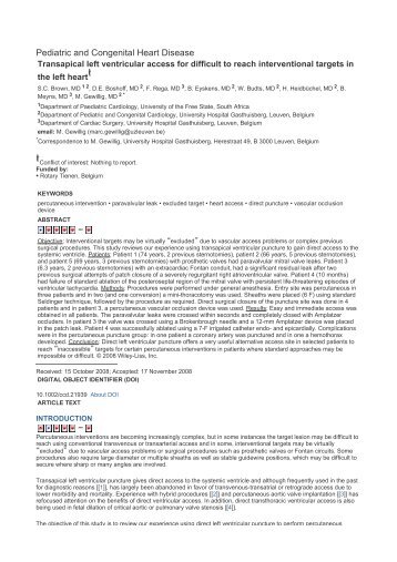 Pediatric and Congenital Heart Disease - UZ Leuven
