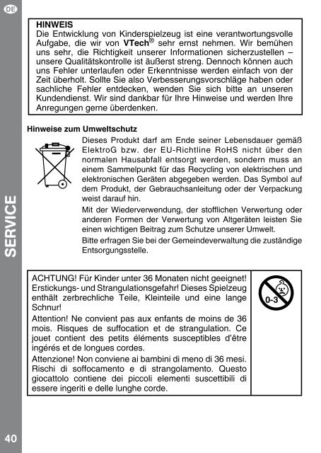 Manuel d'utilisation Bedienungsanleitung Manual de ... - VTech