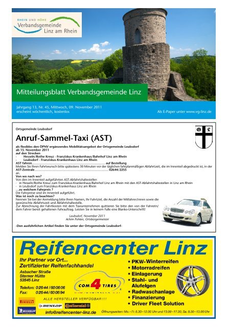 Ausgabe Nr. 45 vom 09.11.2011 - Verbandsgemeindeverwaltung ...