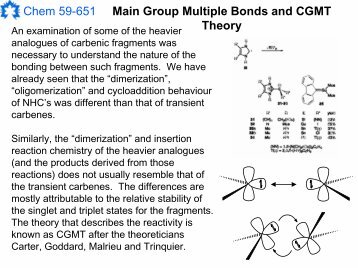 Chem 59-651 Main Group Multiple Bonds and CGMT Theory