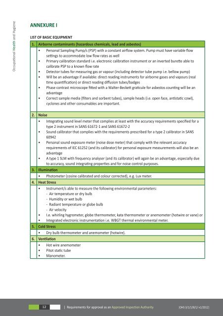 OHS - Requirements for approval as an Approved Inspection Authority