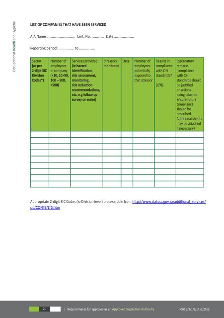 OHS - Requirements for approval as an Approved Inspection Authority