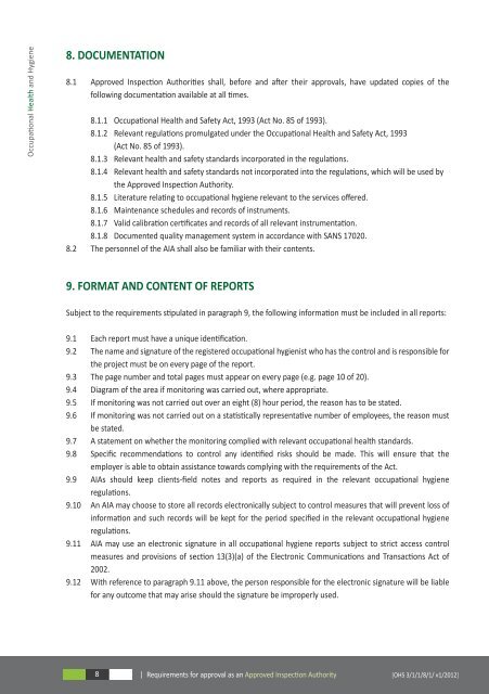 OHS - Requirements for approval as an Approved Inspection Authority