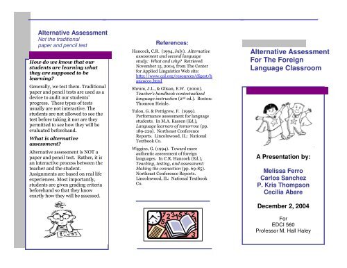 Alternative Assessment For The Foreign Language Classroom - GSE