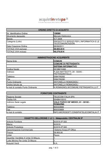 Ordine MEPA - Comune di Pietrasanta