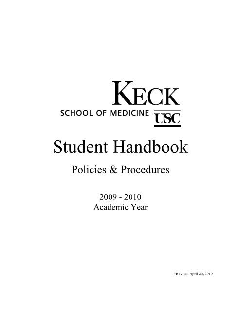 Student Handbook - Keck School of Medicine of USC - University of