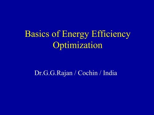 Basics of Energy Efficiency Optimization