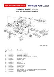 Staffs Main Case Parts List - Formula Ford Zetec