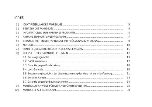 Garantie- und Serviceheft - Dacia