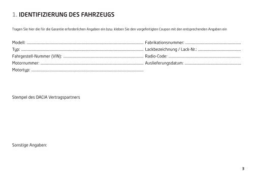 Garantie- und Serviceheft - Dacia