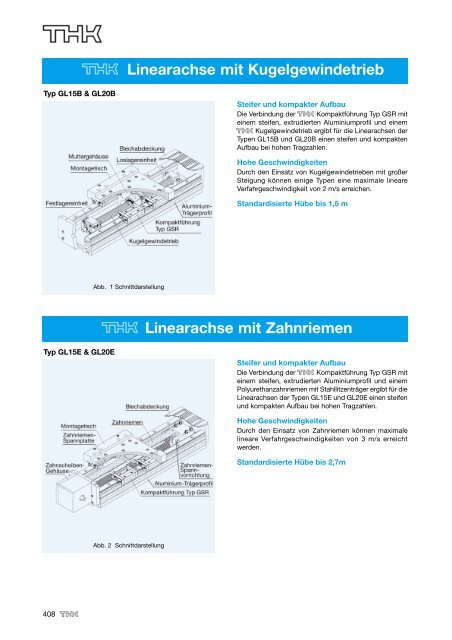 Linearachse mit Kugelgewindetrieb Linearachse mit Zahnriemen