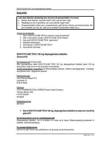 DOXYCYCLINE TEVA 100 mg dispergeerbare tabletten