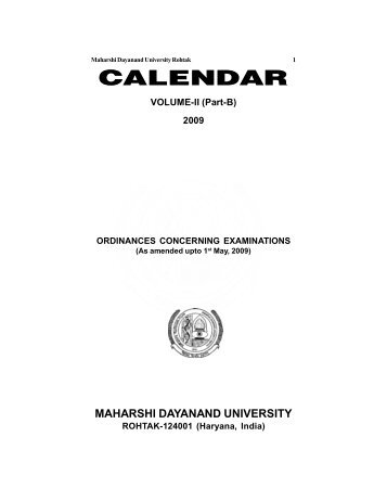 Calender Volume II (Part-B) - Maharshi Dayanand University, Rohtak