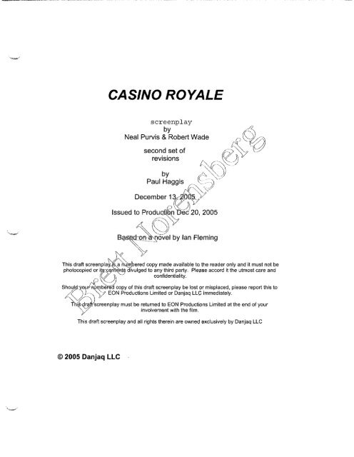 CASINO ROYALE - Daily Script