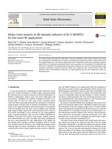 Monte Carlo analysis of the dynamic behavior of III-V MOSFETs ... - Ief