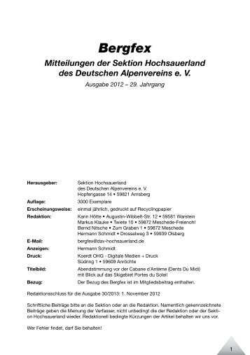 wIr InformIeren -  DAV - Hochsauerland