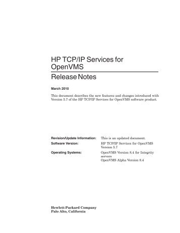 HP TCP/IP Services for OpenVMS Release Notes