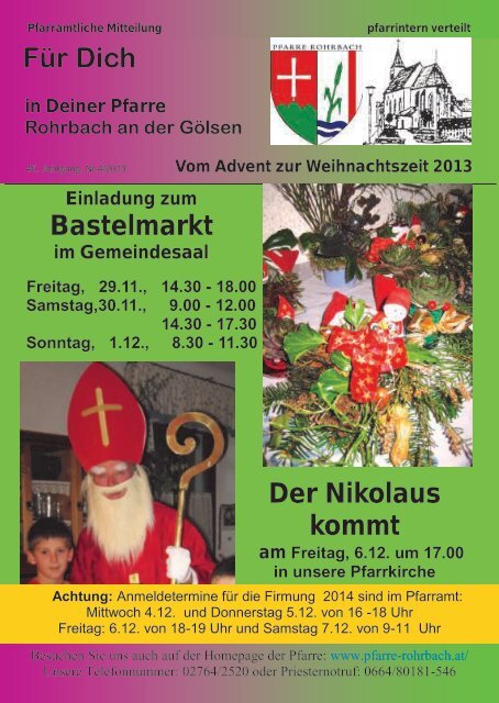 + Pfarrbrief vom Advent zur Weihnachtszeit 2013 - Pfarre Rohrbach