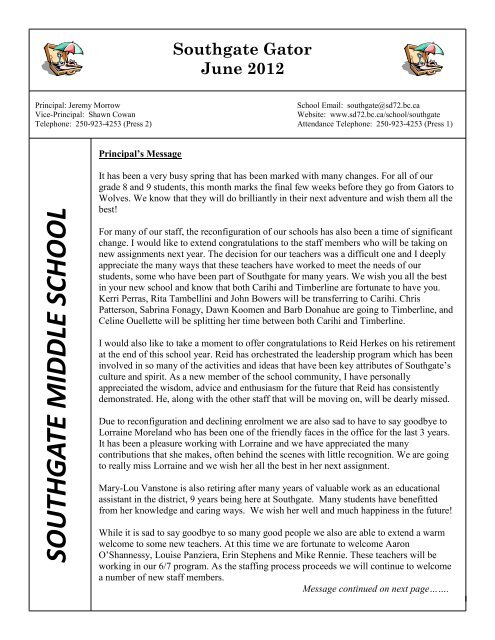June 12 Newsletter Campbell River School District June 12 Newsletter Campbell River School District