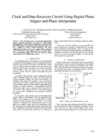 Clock and Data Recovery Circuit Using Digital Phase Aligner and ...