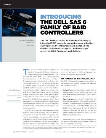 IntroducIng the dell SAS 6 FAmIly oF rAId controllerS