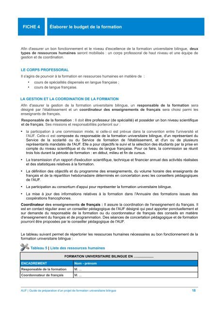 guide de preparation d'un projet de formation universitaire ... - AUF