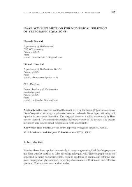 Haar wavelet method for numerical solution of telegraph equations