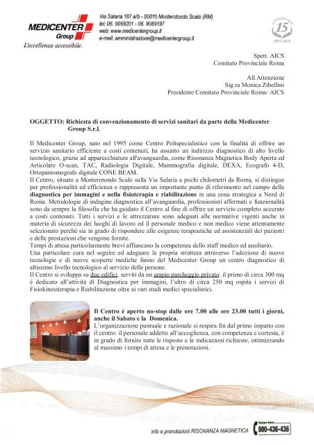 scarica qui la convenzione - Medicenter Group Srl