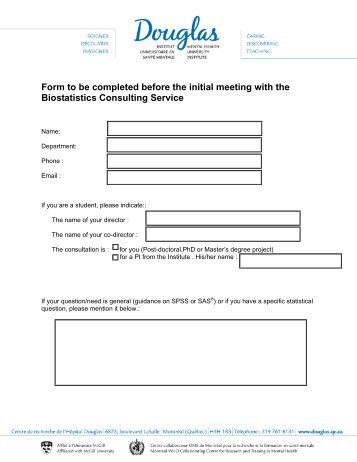 Form to be completed before the initial meeting with the iostatistics ...