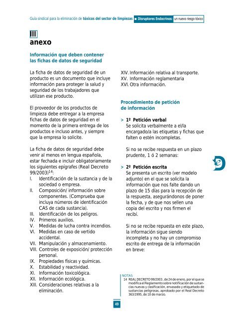 Guía sindical para la eliminación de tóxicos del sector - CCOO