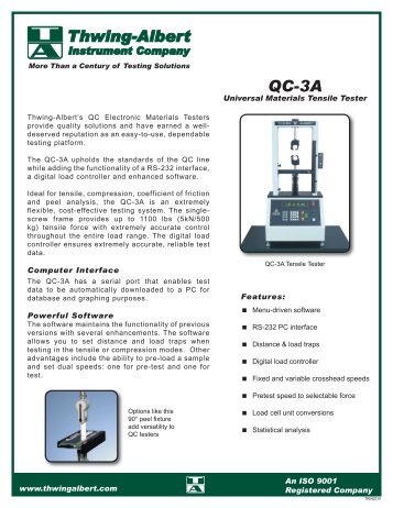 QC-3A Tensile Tester - Thwing-Albert Instrument Co