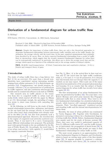 Derivation of a fundamental diagram for urban traffic flow