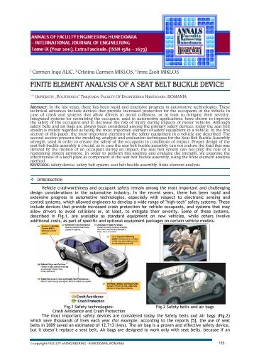 finite element analysis of a seat belt buckle device - Annals of the ...