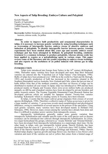 New Aspects of Tulip Breeding: Embryo Culture and Polyploid