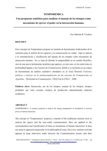 TEMPOREMICA Una propuesta semiÃ³tica para analizar ... - cienciared