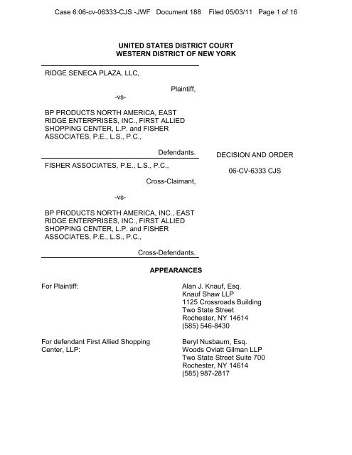 Ridge Seneca Plaza, LLC v. BP Prods. N. Am. - BNA