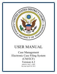 USER MANUAL - US District Court Middle District of Tennessee ...