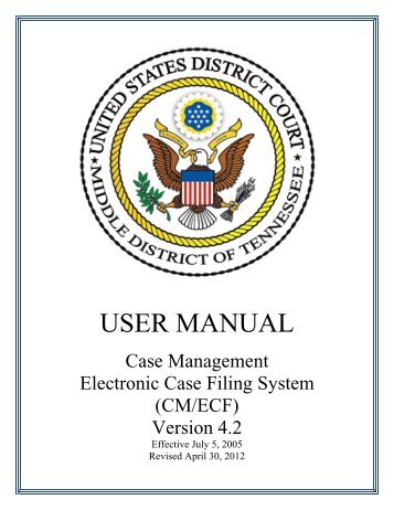 USER MANUAL - US District Court Middle District of Tennessee ...