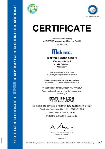 CERTIFICATE - Mektec