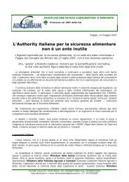 L'Authority italiana per la sicurezza alimentare non Ã¨ un ente inutile