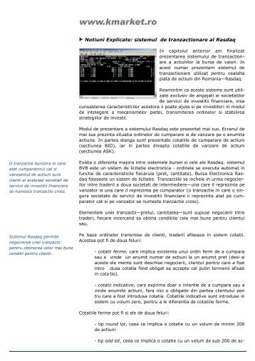Sistemul de tranzactionare al Rasdaq - Kmarket.ro