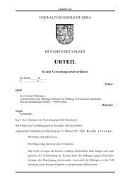 URTEIL - Verwaltungsgericht Gera - Freistaat ThÃ¼ringen