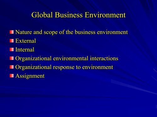 Global Business Environment - Arkansas State University