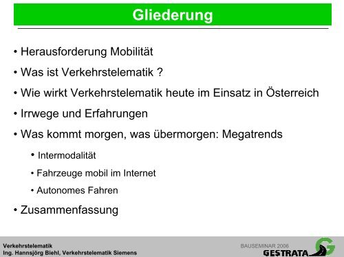 Was ist Verkehrstelematik - Gestrata