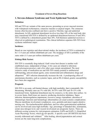 1. Stevens-Johnson Syndrome and Toxic Epidermal Necrolysis