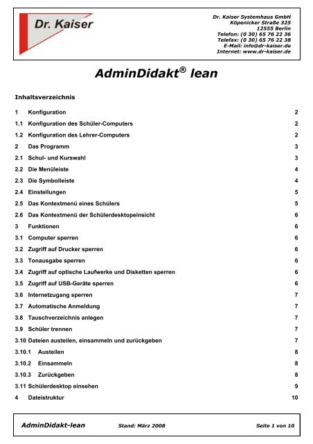 AdminDidakt® lean - Dr. Kaiser Systemhaus GmbH