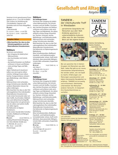 Kultur und KreativitÃ¤t - Volkshochschule Wiesbaden