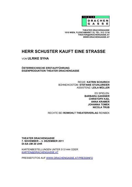 HERR SCHUSTER KAUFT EINE STRASSE - Theater Drachengasse