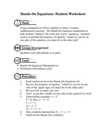 Hands-On Equations: Student Worksheet
